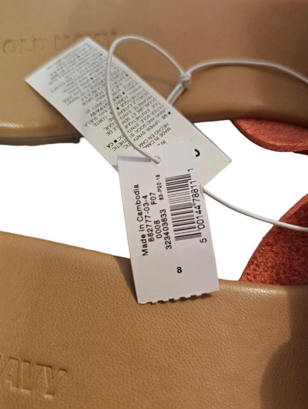 Orange and Beige Old Navy Women's Faux-Leather Slide Sandals - Picture 6 of 15
